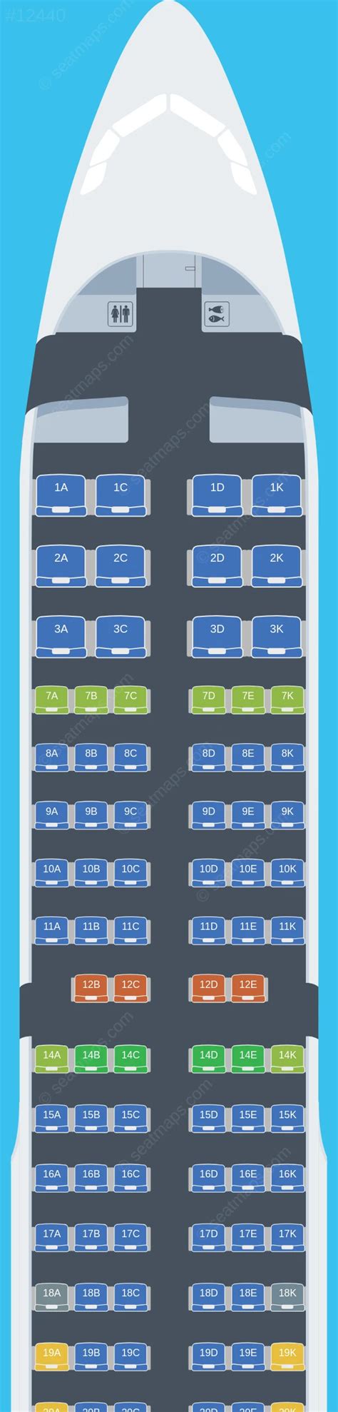 uo624座位表|Seat map of HK Express Airbus A321 aircraft.